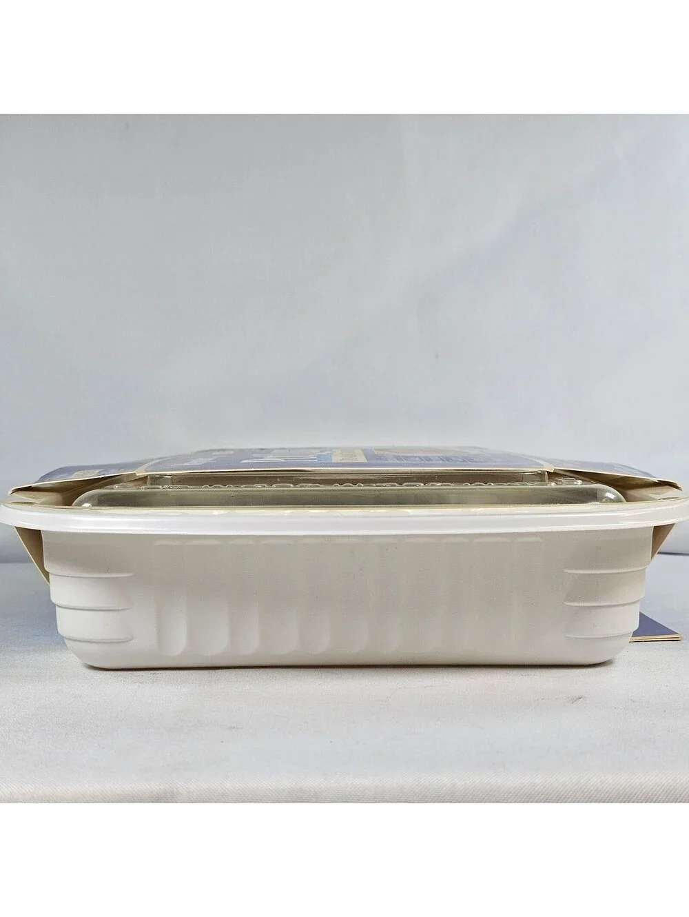 Vtg Reynolds Pot Lux Oven Ready Cookware 13x9 Pan  Lid Disposable Reusable White